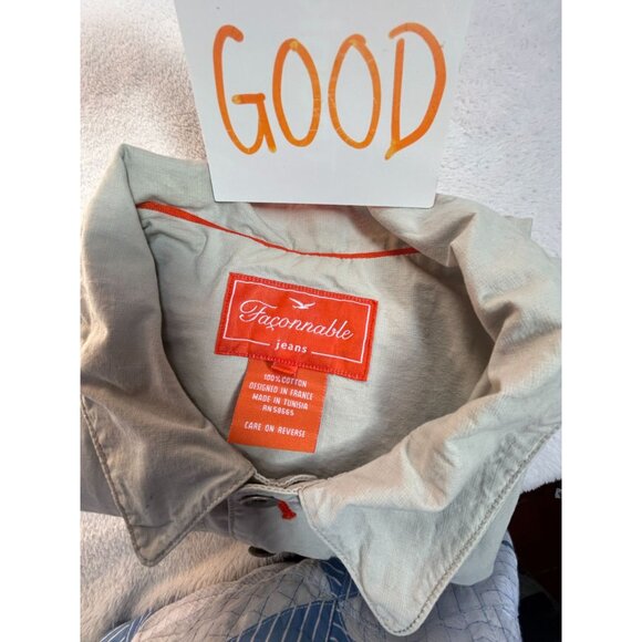 Faconnable Jeans Mens Light Grey Lightweight Jacket Medium Cotton Front Pockets - Picture 9 of 9